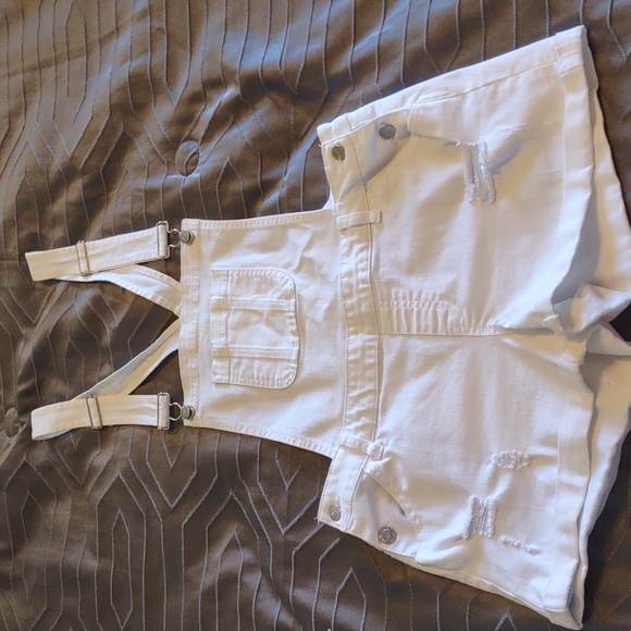 Wax Jean Shorts Ladies Destressed White Overall Shorts Poshmark